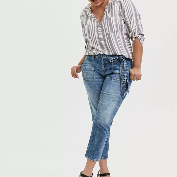 Torrid Harper Chambray Fit Pullover 3 4 Sleeve Blouse 3X - Picture 4 of 15